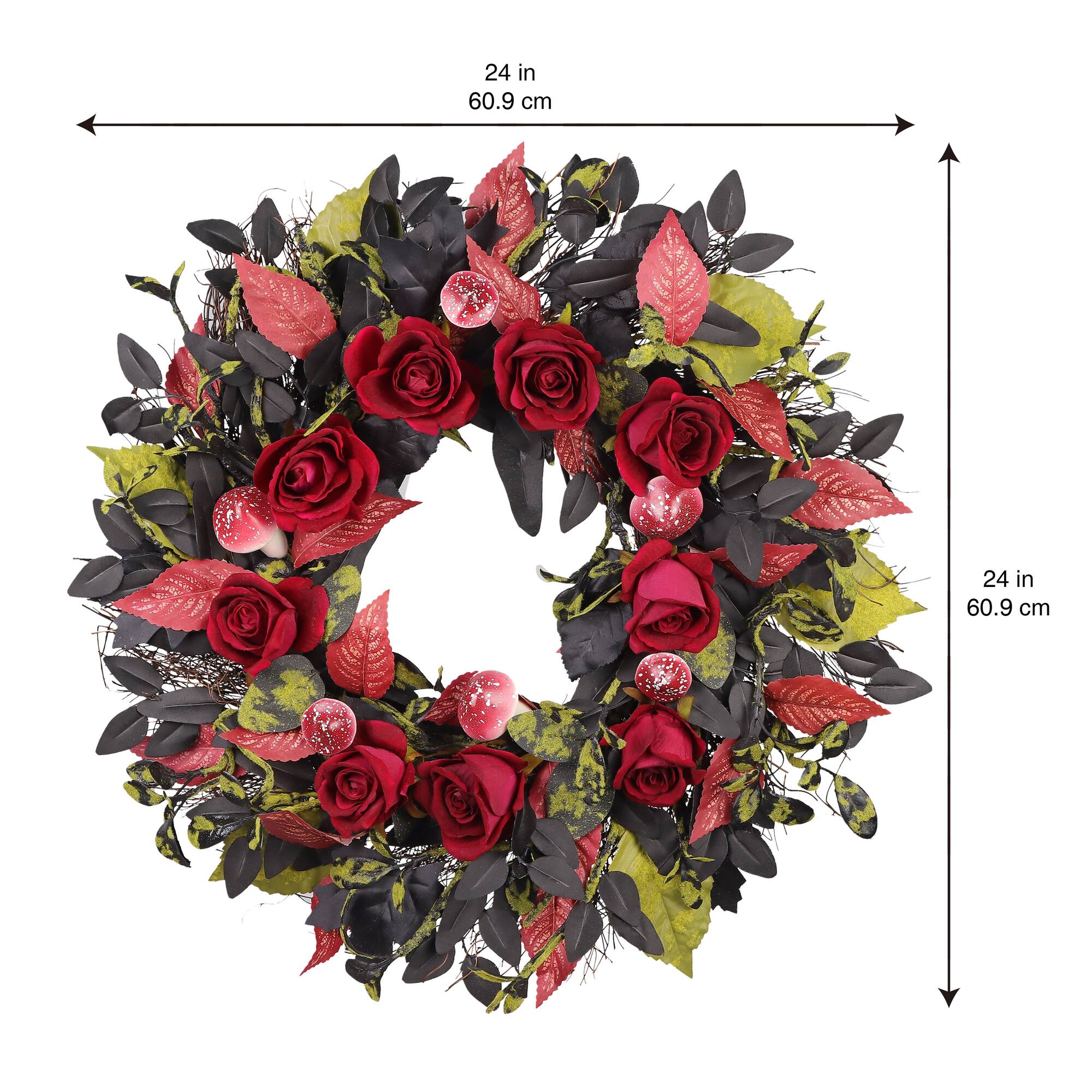 24" Black & Red Rose Wreath by Ashland®
